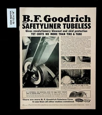 1955 B.F. Goodrich Safetyliner Tubeless Tires Blowout Vintage Print Ad 34744