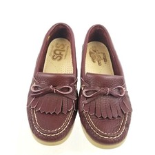 SAS Burgundy Kiltie Moccasin Slip On Women  s size 6 W
