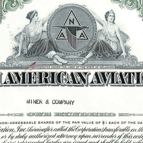 Vintage Stock Certificate - 1965 North American Aviation Issued to: Miner & Co.