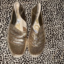 Sam Edelman Leather Metallic Gold Espadrilles Women  s Size 6