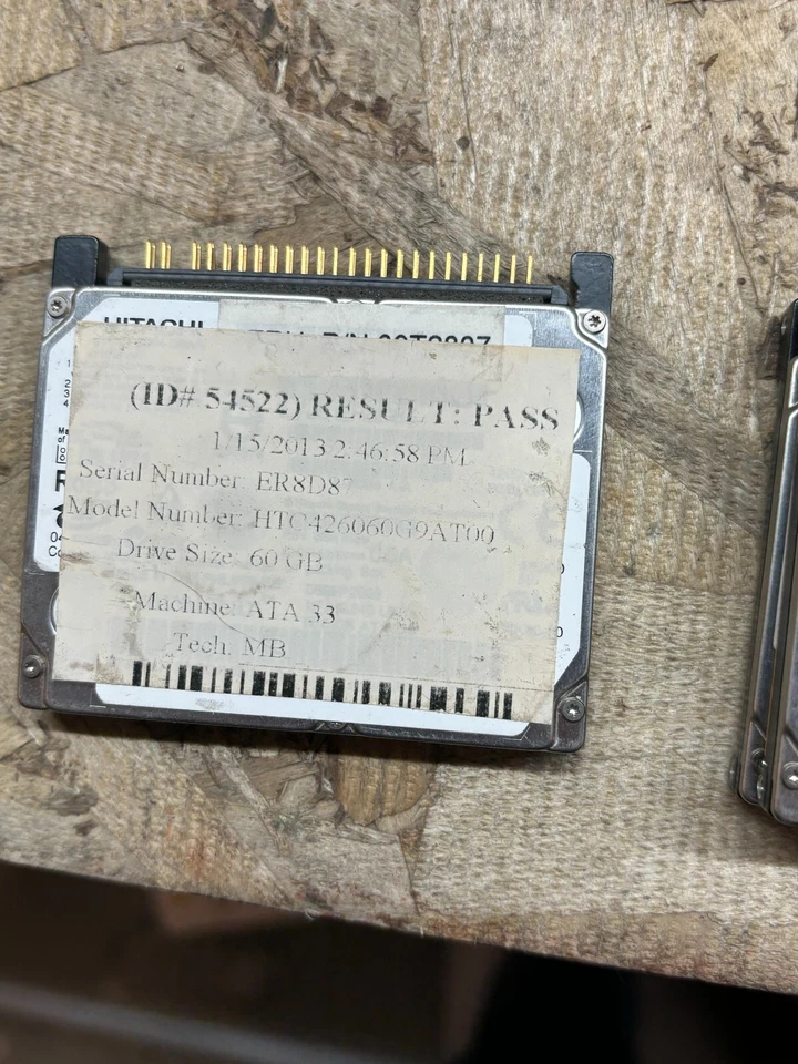 Hitachi 60GB HDD PATA/IDE/EIDE 4200RPM 1.8" Hard Drive for Laptop 08k1539 - hva - Image 2 of 2