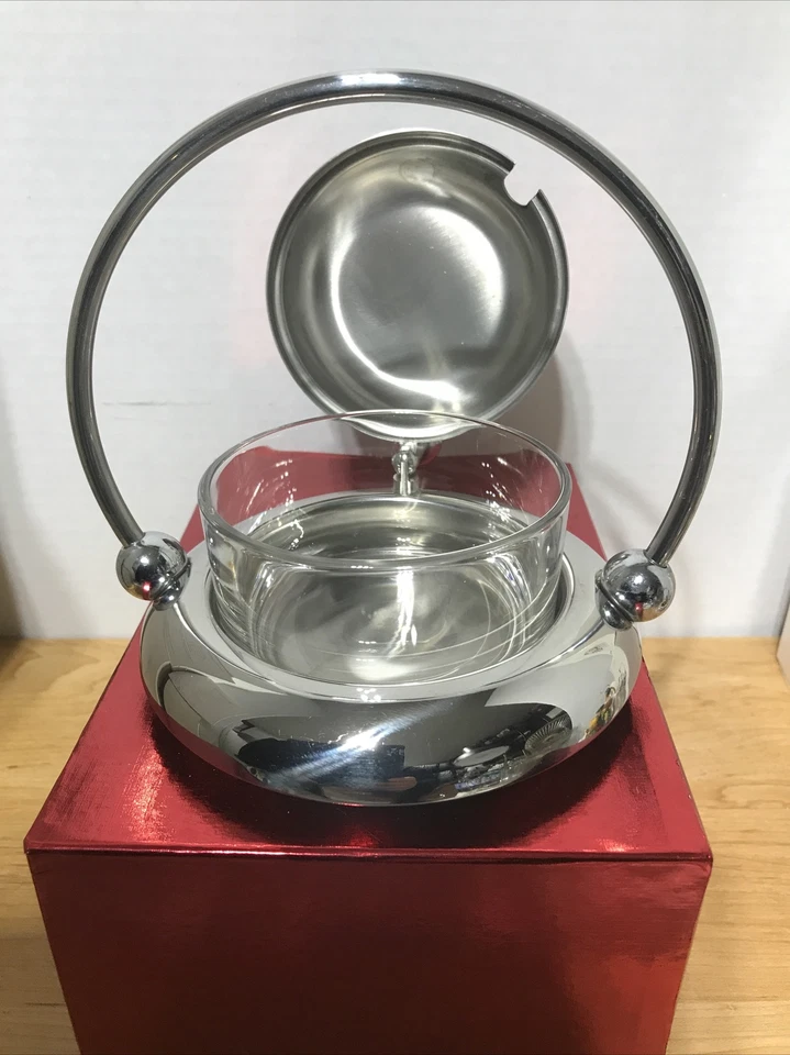 Carlo Giannini Vintage Condimento/Azúcar Cuenco con Tapa Vidrio/Ino inoxidable Italia Foto 4 de 4