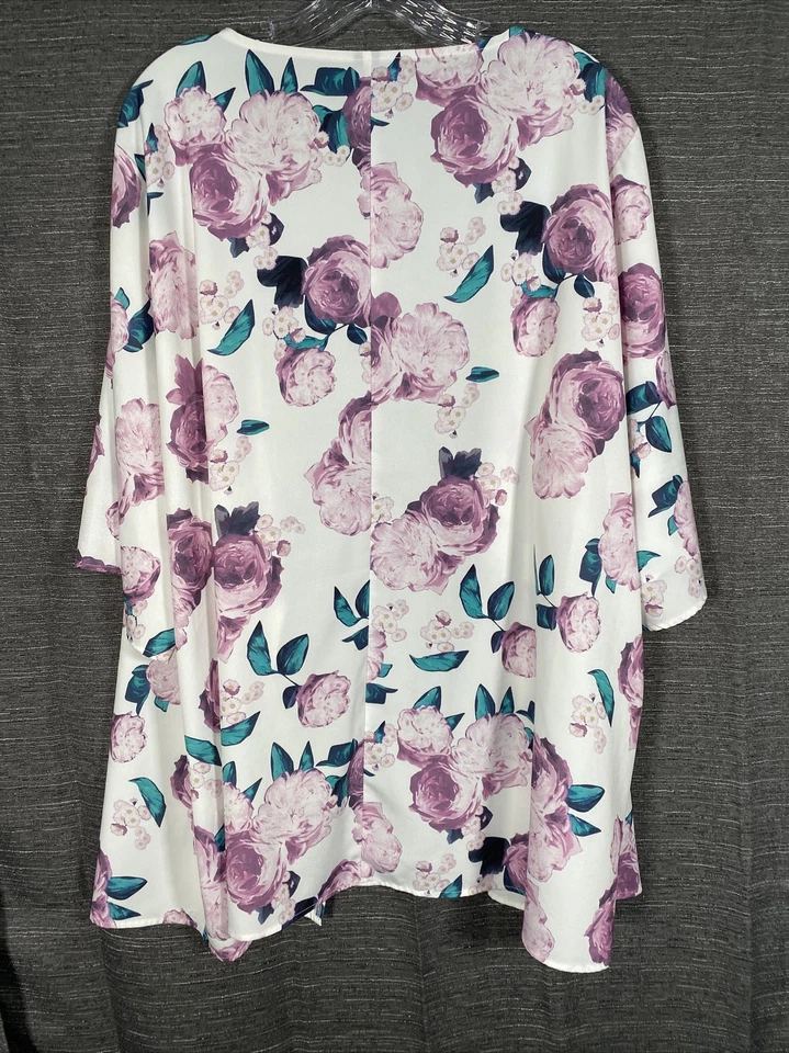 Emery Rose Shawl Womens 4XL Open Cardigan Floral Purple Green White - Изображение 3 из 4