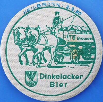 Alter Bierdeckel Dinkelacker Bier Stuttgart datiert 1950 aber älter