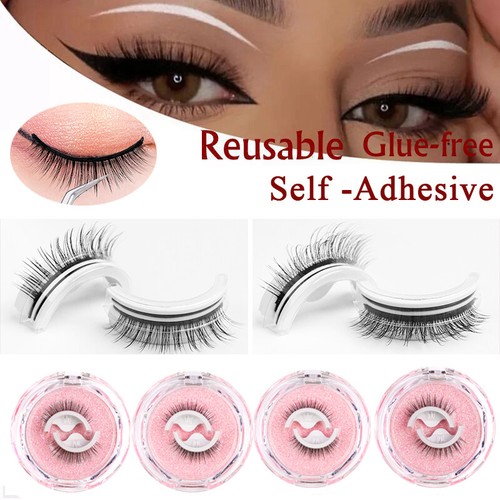 Reusable Self Adhesive 3D False Eyelashes Natural Long Thick Fake Eye Lashes ☋ - Picture 4 of 34