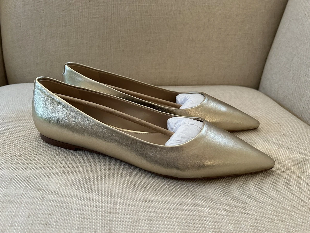 Gold pointed toe flats hotsell