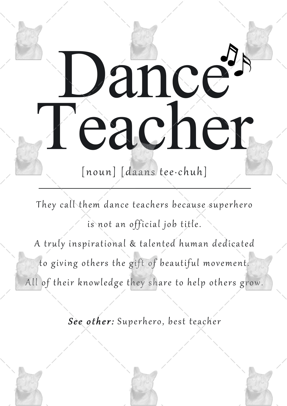Dance teacher definition print, dance teacher gift, ballet, zumba, tap