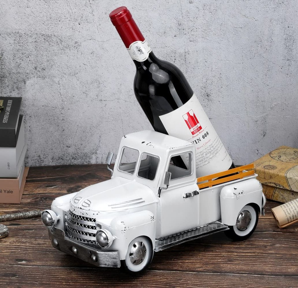 Farmhouse White Truck Decor, Vintage Metal Truck Decor,Rustic