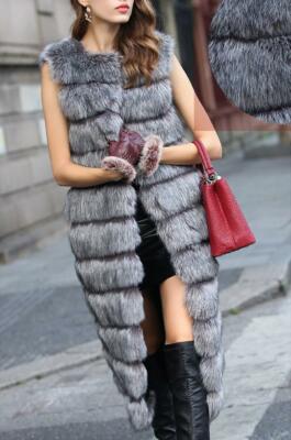 Faux Gilet Long Vest Womens Waistcoat Hooded Jacket Coat
