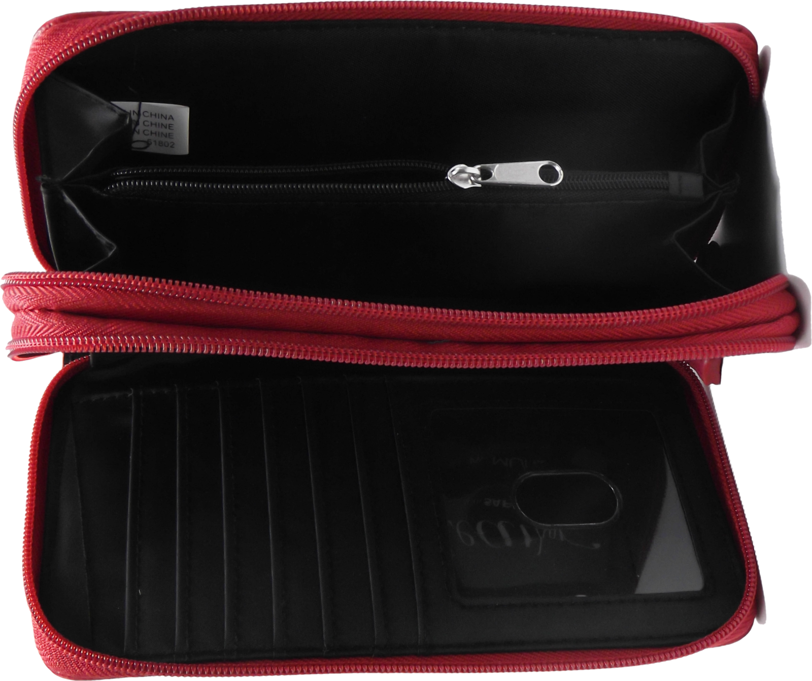 Mundi Women DOUBLE ZIPPER WALLET Genuine Leather Ladies RFID ID Cards