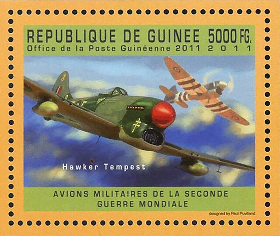 Sello de aviones militares ingleses Hawker Tempest Fairey Firelli Super Marine MNH Foto 4 de 4
