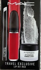 MAC Exclusive Lip Kit in Red Lip Scrub, Prime & Prep + Matte Liquid Lipcolor NIB
