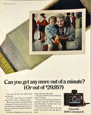 Polaroid's Colorpack II ''When Friends Drop in Just Ask Them to Smile''Vtg Ad 1970