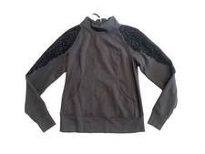 Lululemon Women's Floral Flock Pullover Sweatshirt 12 Black Long Sleeve Terry