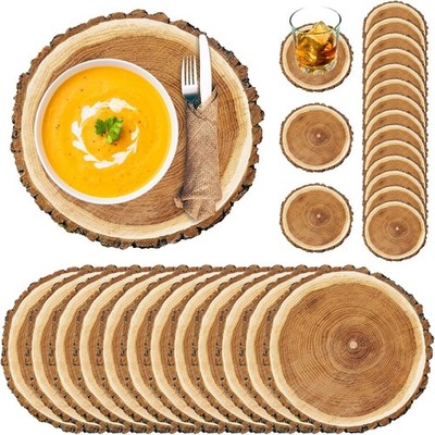 200 Disposable Wooden Slice Paper Placemats and Coasters Set Vintage Large 