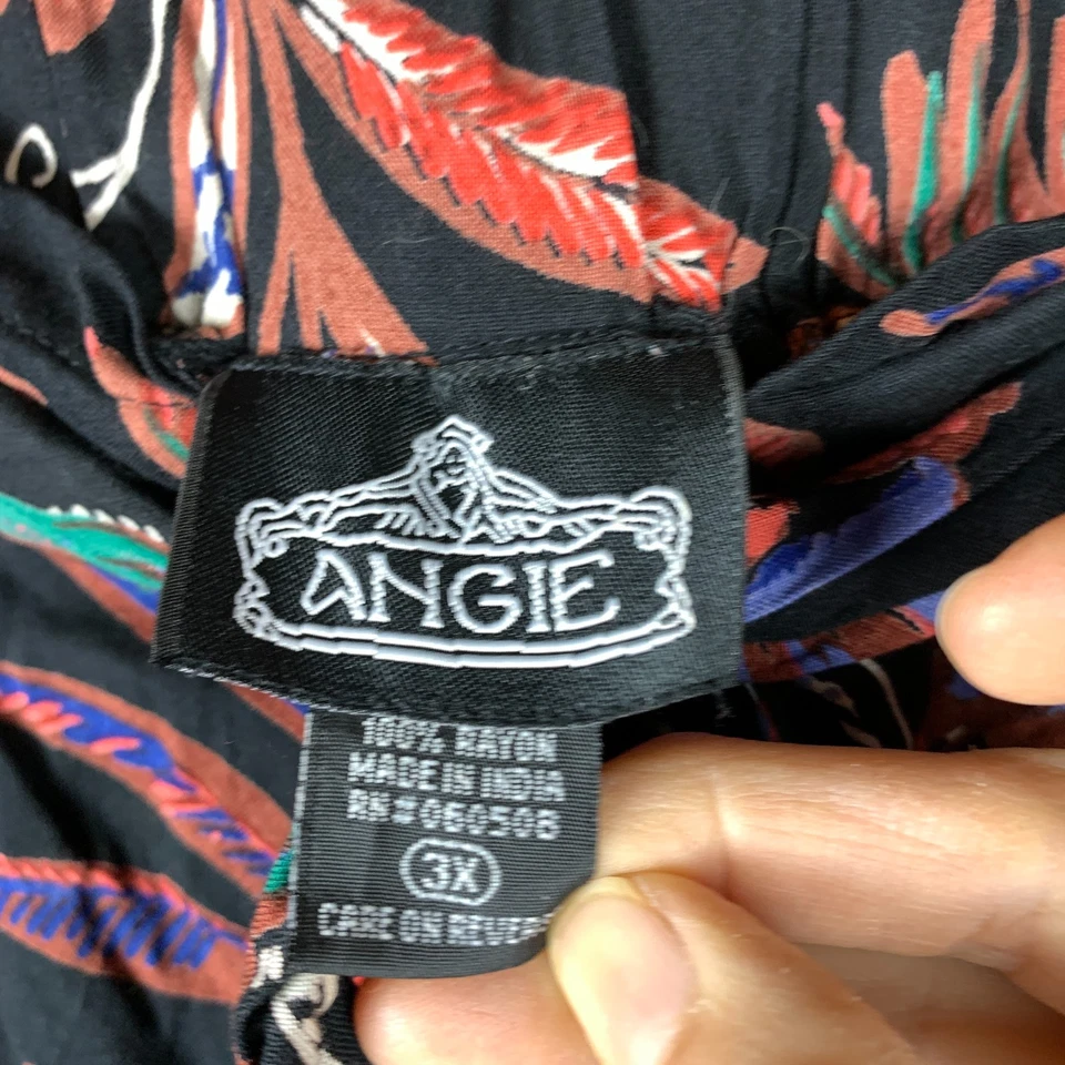 Pantalones Angie Palazzo 3X Pierna Ancha Cortos Negro Estampado de Flores Indie Boho Foto 4 de 4