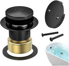 Matte Black Bathtub Drain Tip-Toe Tub Trim Set with Two-Hole Overflow Faceplate,