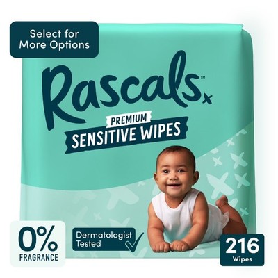 -Free Hypoallergenic Baby Wipes, Premium Sensitive Skin, 216 Count, Ultra