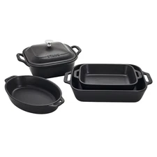 Staub Stoneware 5-pc, Mixed Baking Dish Set, black matte