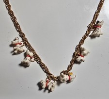 Disney Gold Tone Necklace with 101 Dalmatians Charms 18"