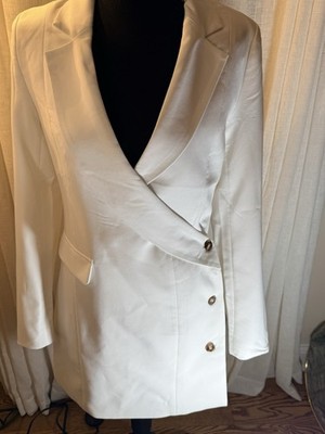 NWT Women s 4TH + RECKLESS Double Breasted Tuxedo White Lined  Dress US XS