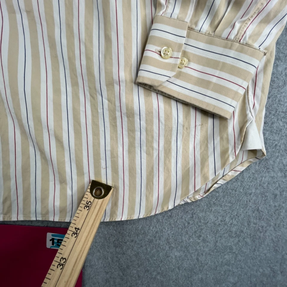 Pal Zileri Shirt  17 Beige Striped Casual Made In Italy Button Up Long Sleeve - Image 4 of 4