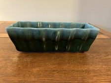Hull Mid Century Ceramic Ruffled Rectangle Planter F47 Blue Green