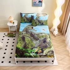 Dinosaurs Bed Sheets Full for Boys,3D Realistic Dinosaurs Green Fitted Sheets...