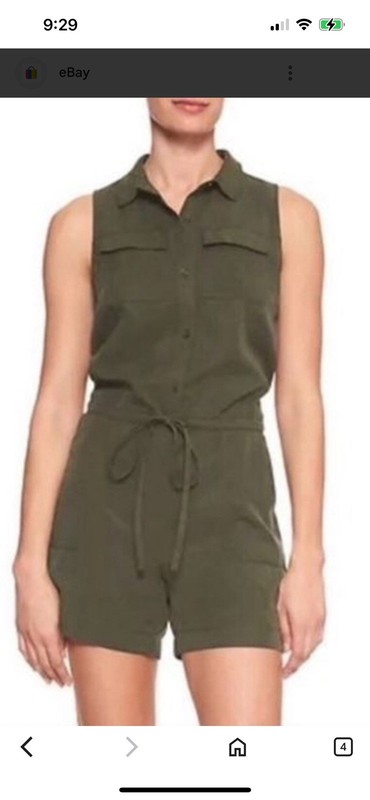 Banana Republic Utility Romper XS Olive Green Sleeveless One Piece