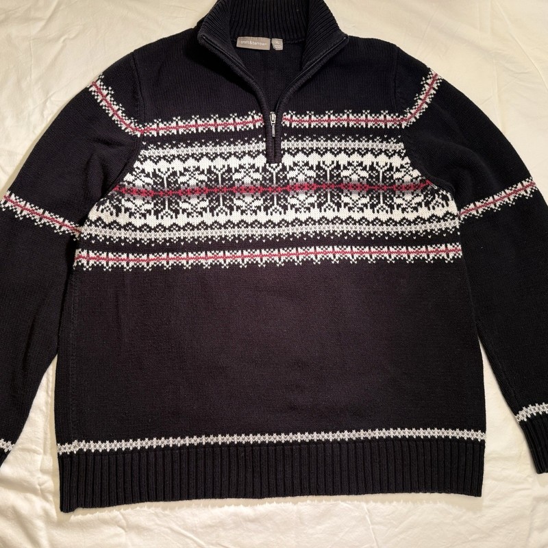 Men’s Croft &Barrow Ski Sweater, Nordic, Fair Isle Sweater Size XL  Cotton