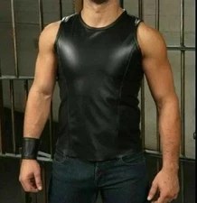 New Men's Black Leather Fitted Vest| Genuine Sheepskin Leather Casual Vest XL.