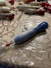 Plugman Lures Del Barber Rhode Island Wooden Striper Plug 6” Blue White 2.5 Oz