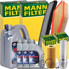 MANN INSPEKTIONSPAKET+8L FUCHS GT1 5W-30 ÖL passend für BMW X3 E83 xDrive 30/35d