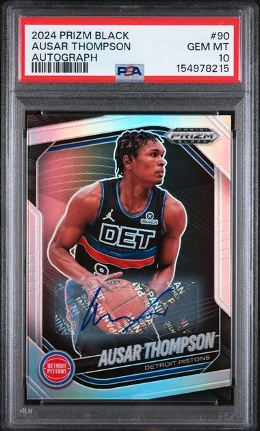 2024-25 Panini Prizm Black Ausar Thompson #90 Silver Prizm Auto PSA 10