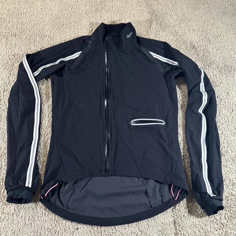 Chaqueta Rapha Mujer Pequeña Negra Polizón Reflectante Rayas Ciclismo Foto 2 de 4