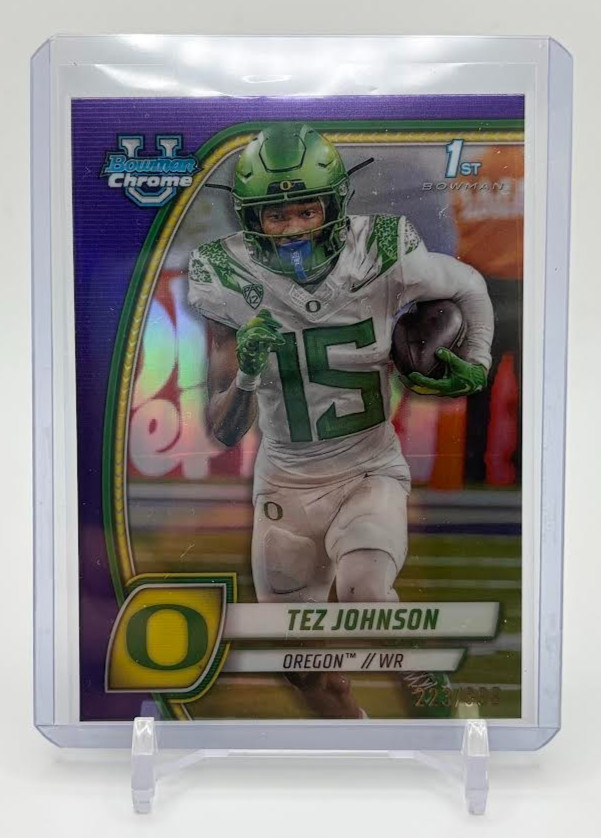 2024 Bowman University Chrome Tez Johnson #171 Purple Refractor /399 1st