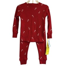 Carter  s Thermal Pajama Set NEW Red Candy Cane Christmas 2pc Set Size 4