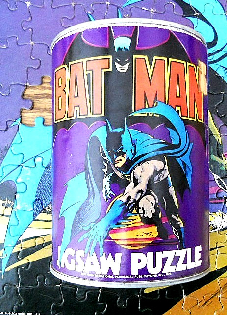 1973 DC BATMAN 81 piece Puzzle in a CAN. *Incomplete*~Missing 1 Piece~See Pics