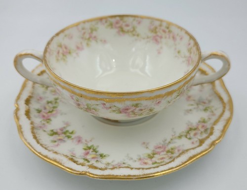 Theodore Haviland Limoges Limoges France Bouillon Cup and Saucer Patent Applied - Picture 2 of 12