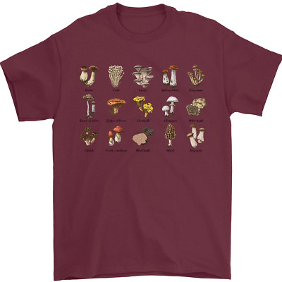 Herren-T-Shirt Pilzarten Futtersuche Mykologie 100 % Baumwolle