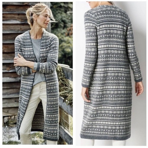 Long Duster Cardigan Sweater Gray 