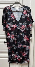 Women Black Multi Tropical Escape Floral-Print Caftan Swim Cover-up,Bar III 78
