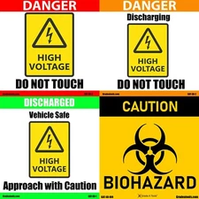 Static Cling Warning Decals - Electric Vehicle Repair - Grade A Tools