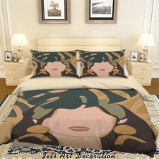 3D Woman Leaf Cartoon Quilt Cover Set Duvet Cover Bedding Pillowcases
