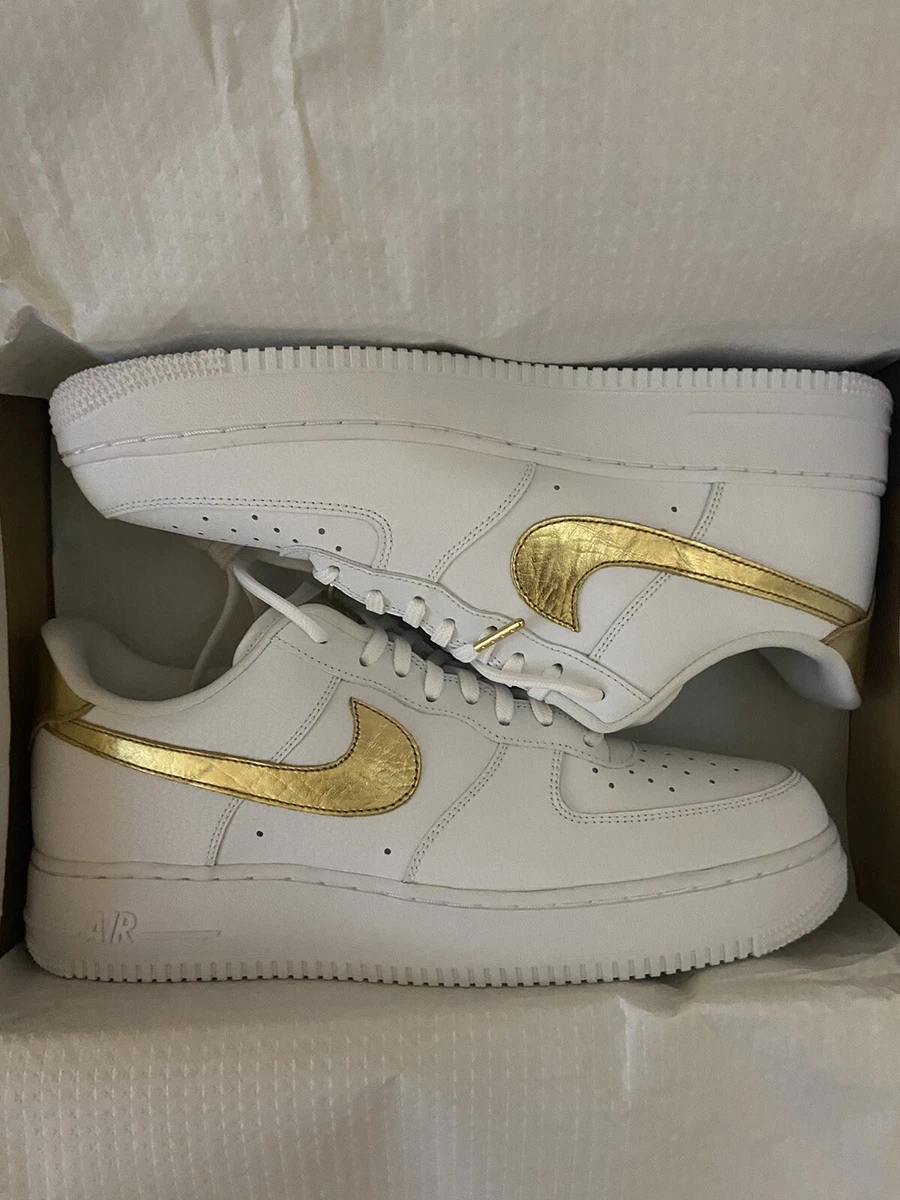 Size 12 Nike Air Force 1 '07 LV8 Gold Foil Swoosh White/Gold Olympic  Men's Shoes