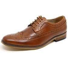 Brown Men's Wing Tip Lace Up Oxford Formal Classic Dress Shoes