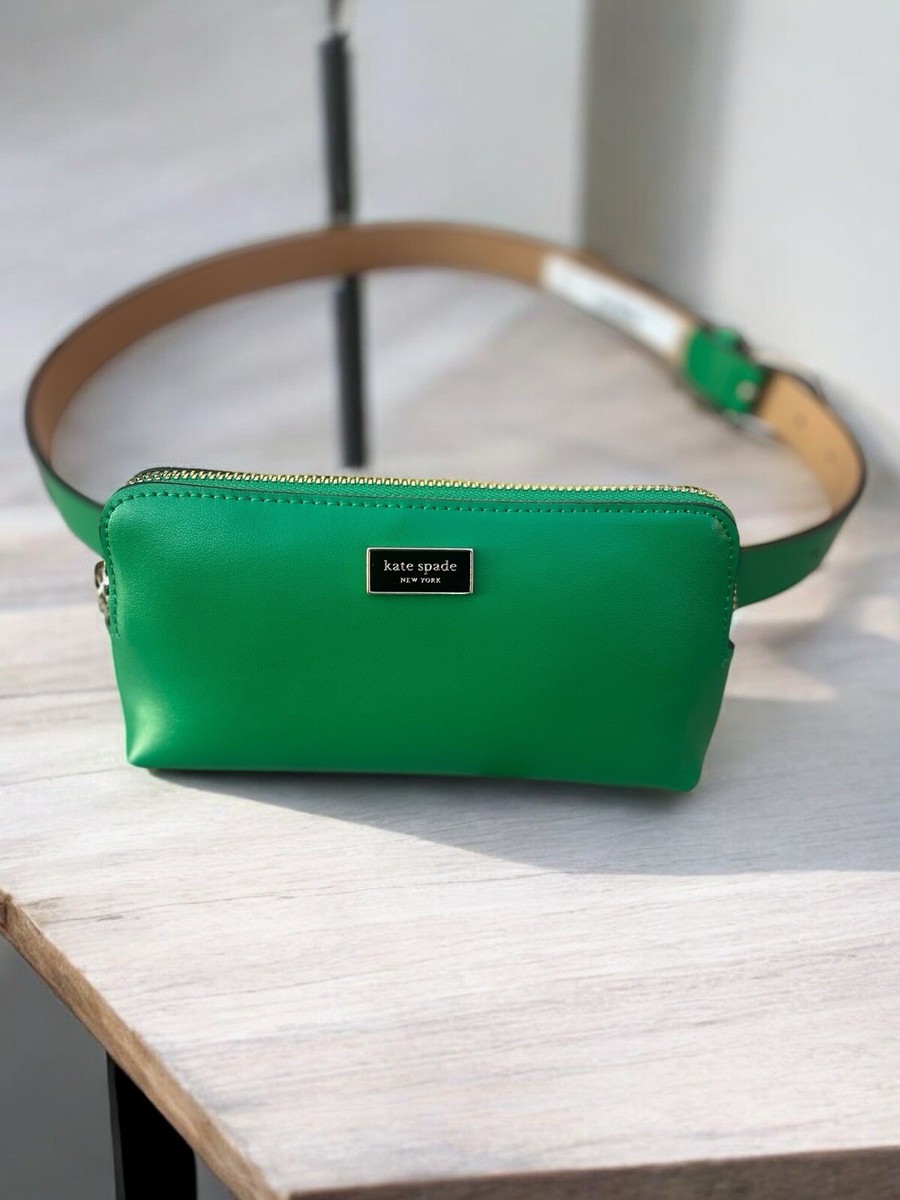 Kate Spade Belt Bag Leather Green Fanny Pack Sz S/M Retail