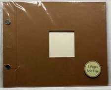Mini Scrapbook Photo Album Off White Pages 7.75  x 6.25" Brown Screw Hinge New