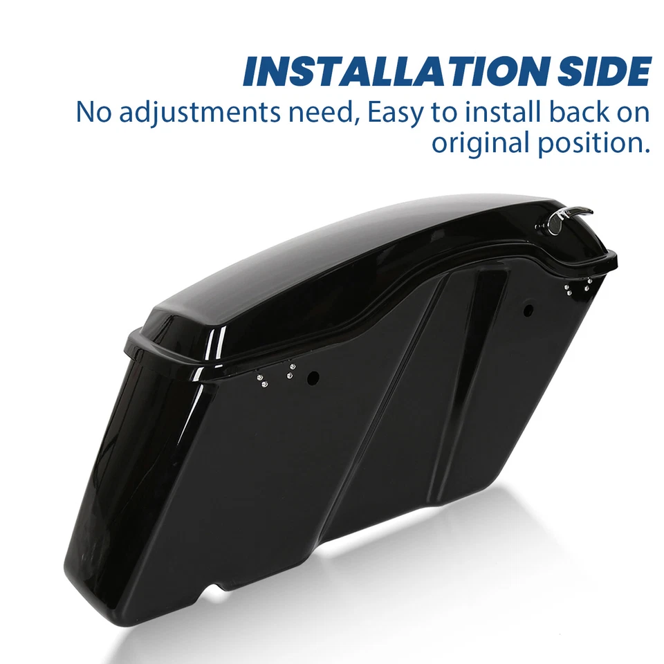 Alforje preto bolsas selim para Harley Davidson Touring Road Street Glide 14-24 - Imagem 3 de 4