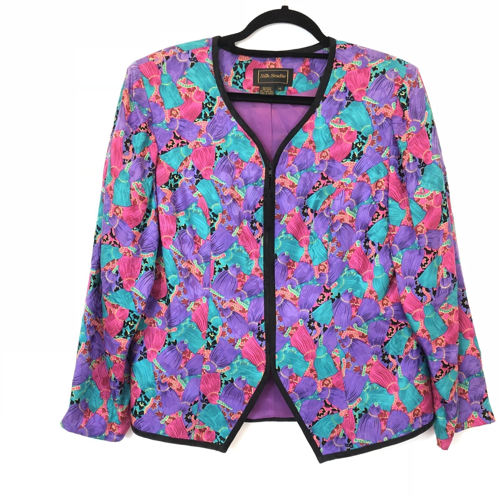 Silk Studio Multicolor Patterned Silk Blazer Jack… - image 1
